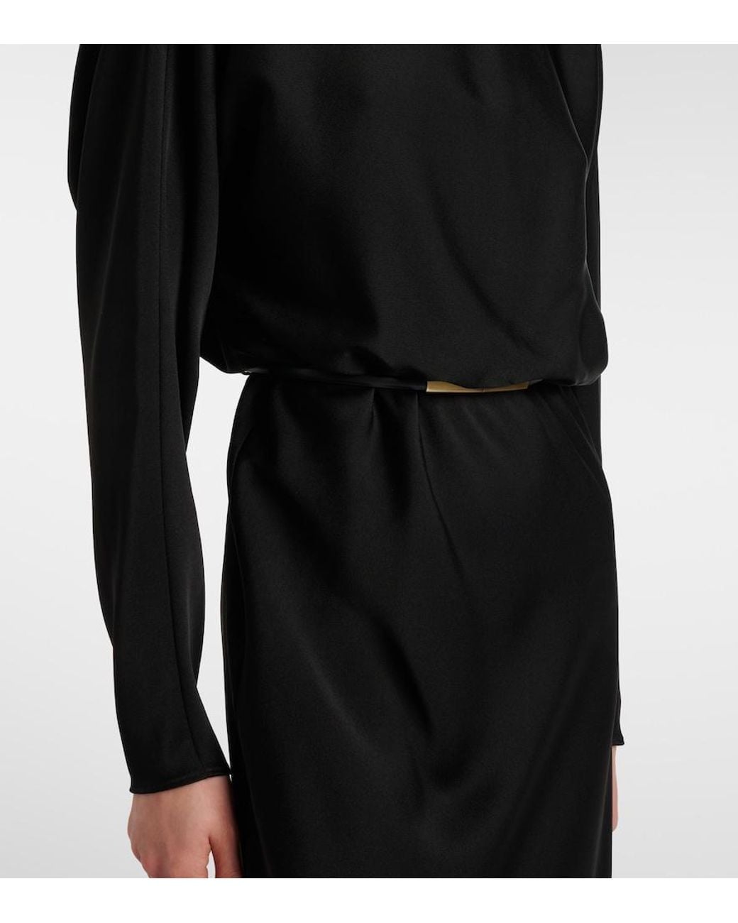 Max Mara Black Draped Satin Gown