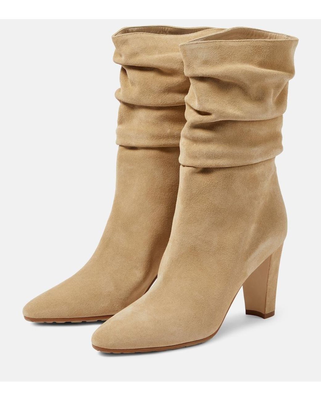 Manolo Blahnik Natural Calasso Suede Ankle Boots