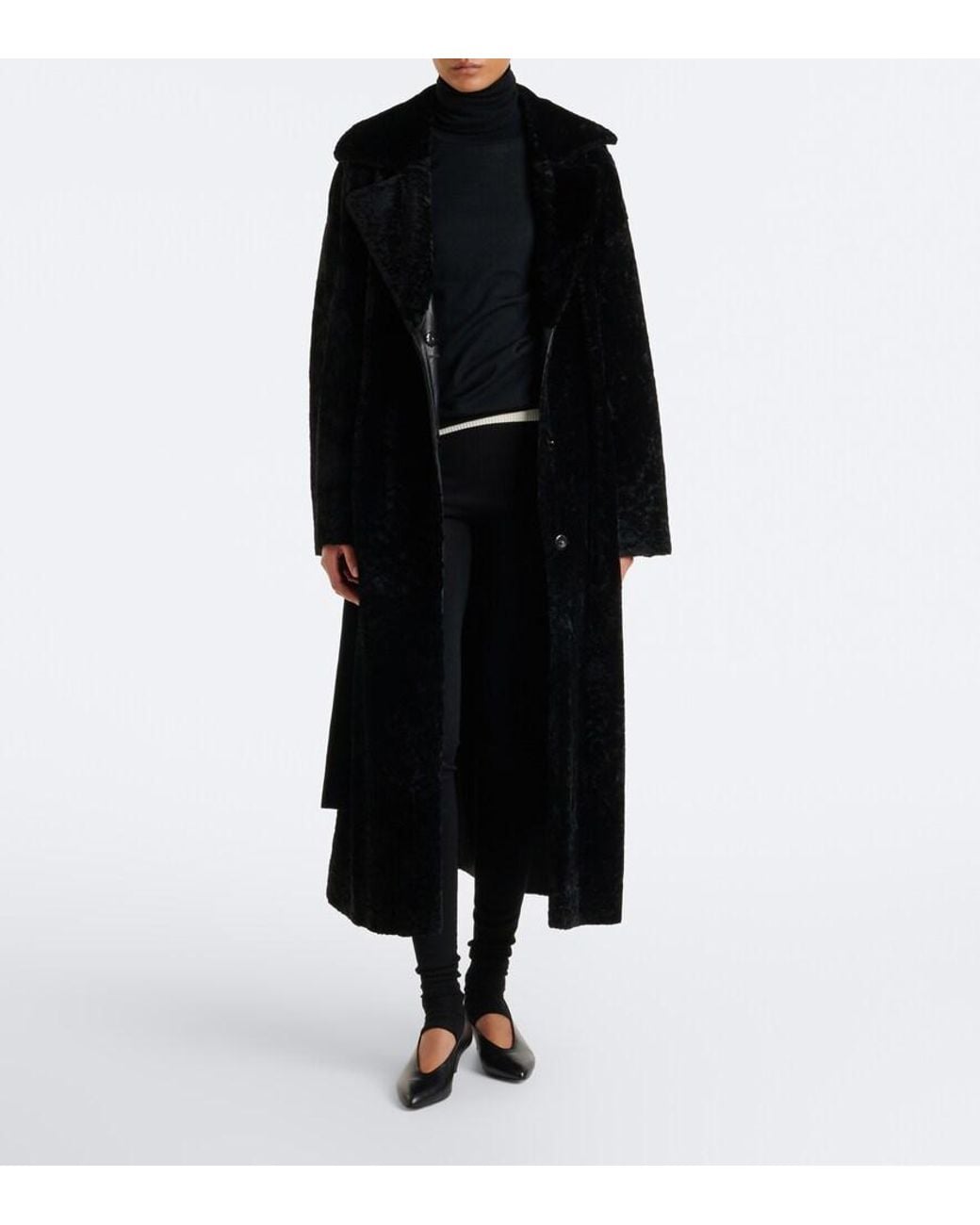 Arma Black Rien Reversible Shearling Wrap Coat