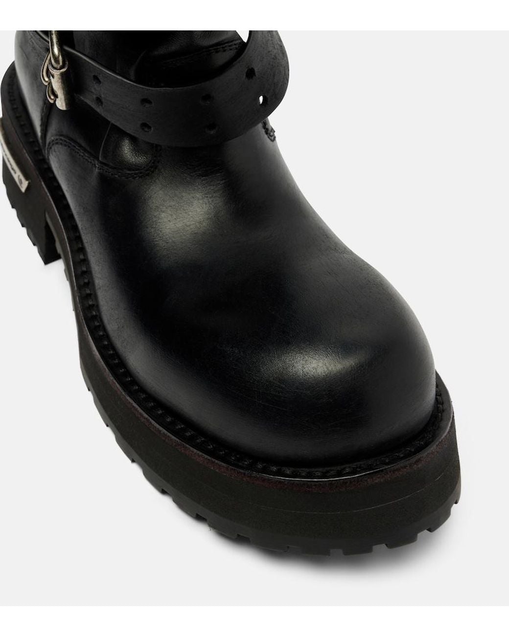 Balenciaga Black Venom Leather Combat Boots