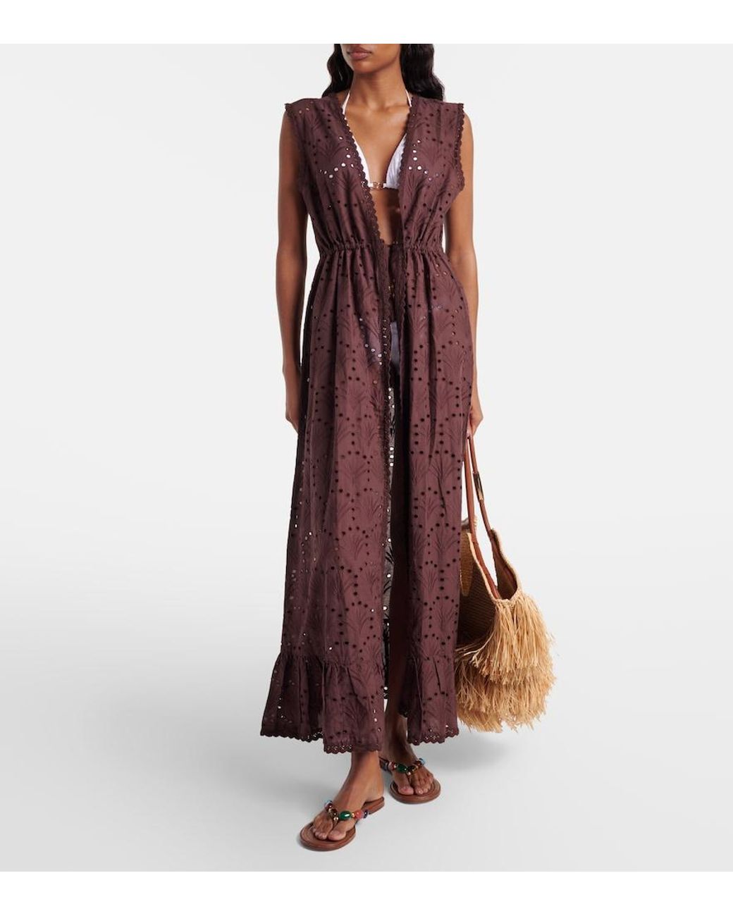 Melissa Odabash Purple Tessa Cotton Beach Cover-Up