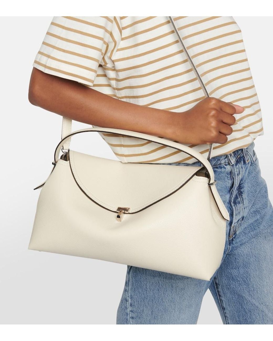 Totême  Natural T-Lock Medium Leather Tote Bag