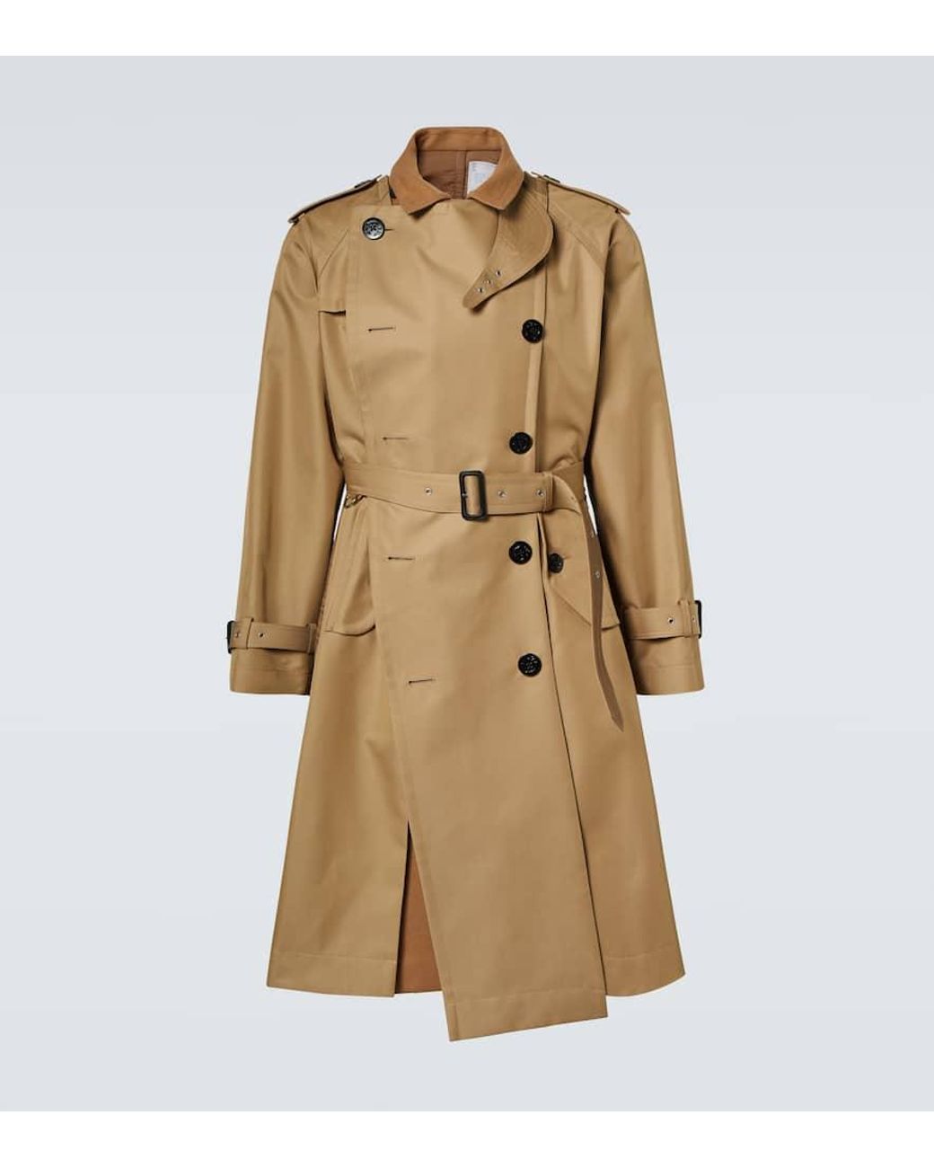 SACAI♡ Cotton Gabardine Coat - NAVY x BEIGE 215 Hybrid Cotton Gabardine Trench Puffer Coat Beige and Navy