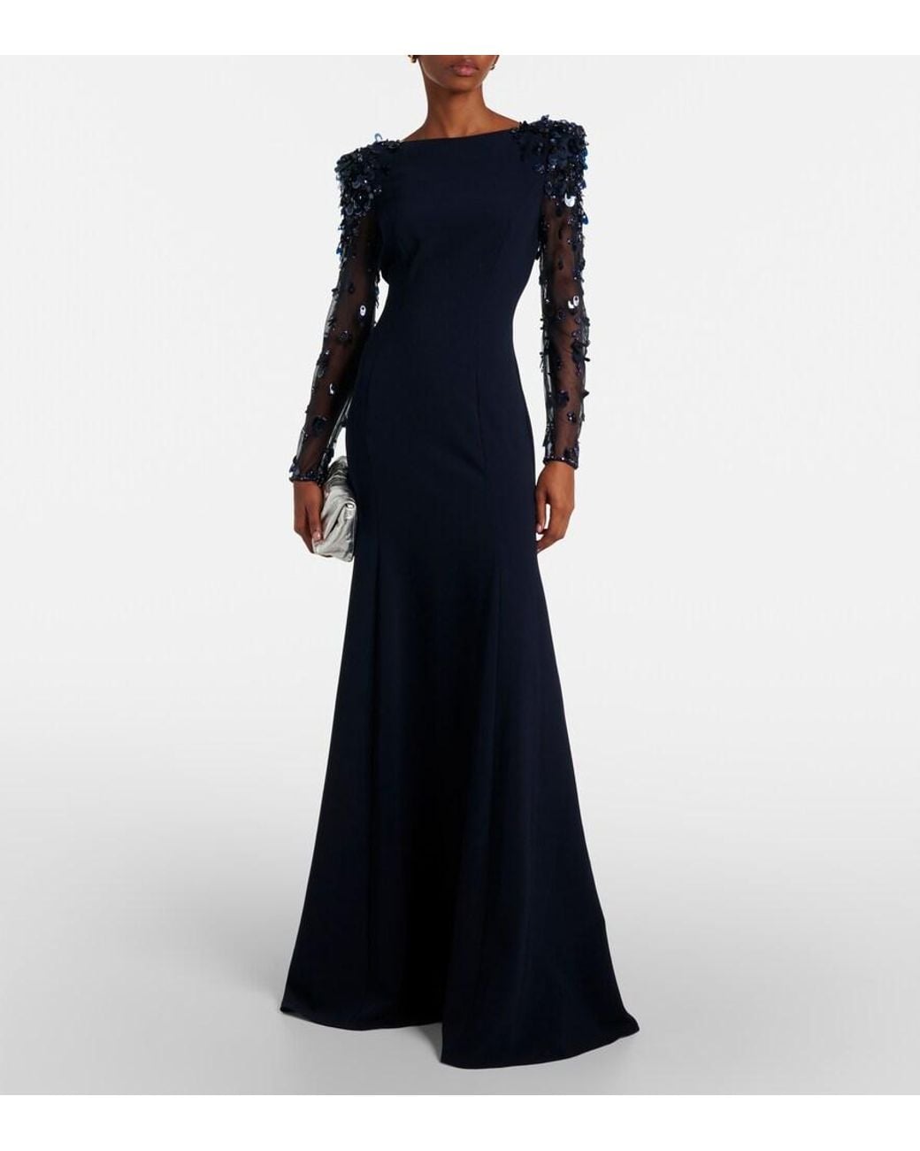 Jenny Packham Blue Midnight Embellished Gown