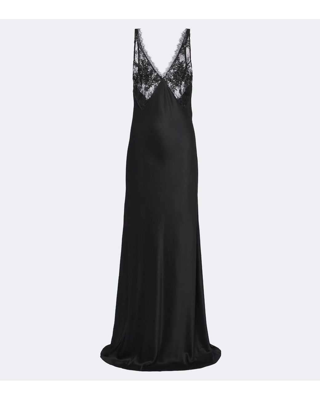 The Sei Black Sequined Lace-Trimmed Silk Satin Gown