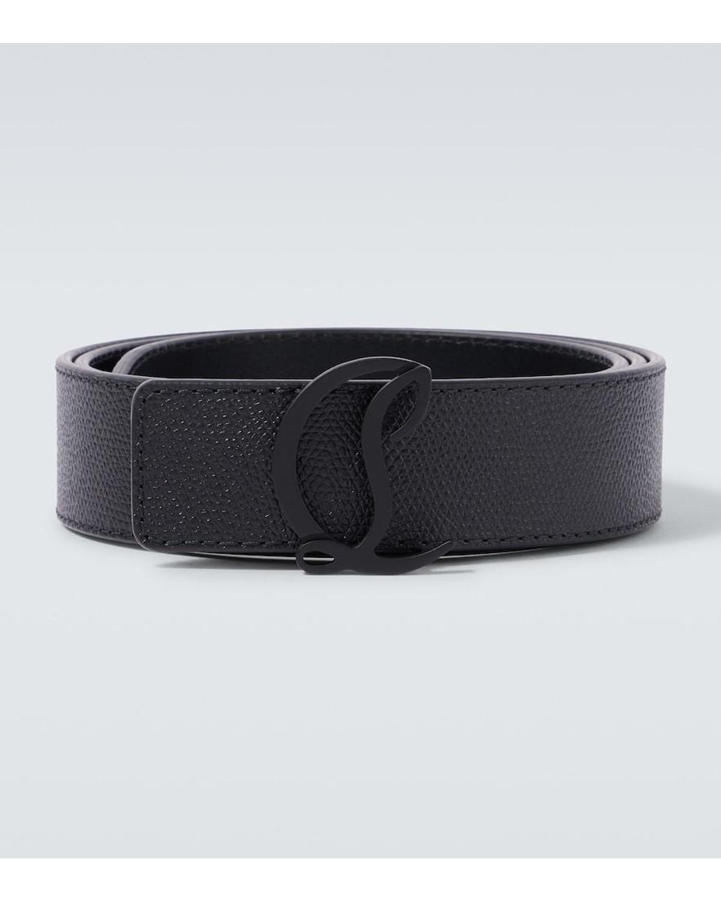 Christian Louboutin Black Mooncrest Reversible Leather Belt for men