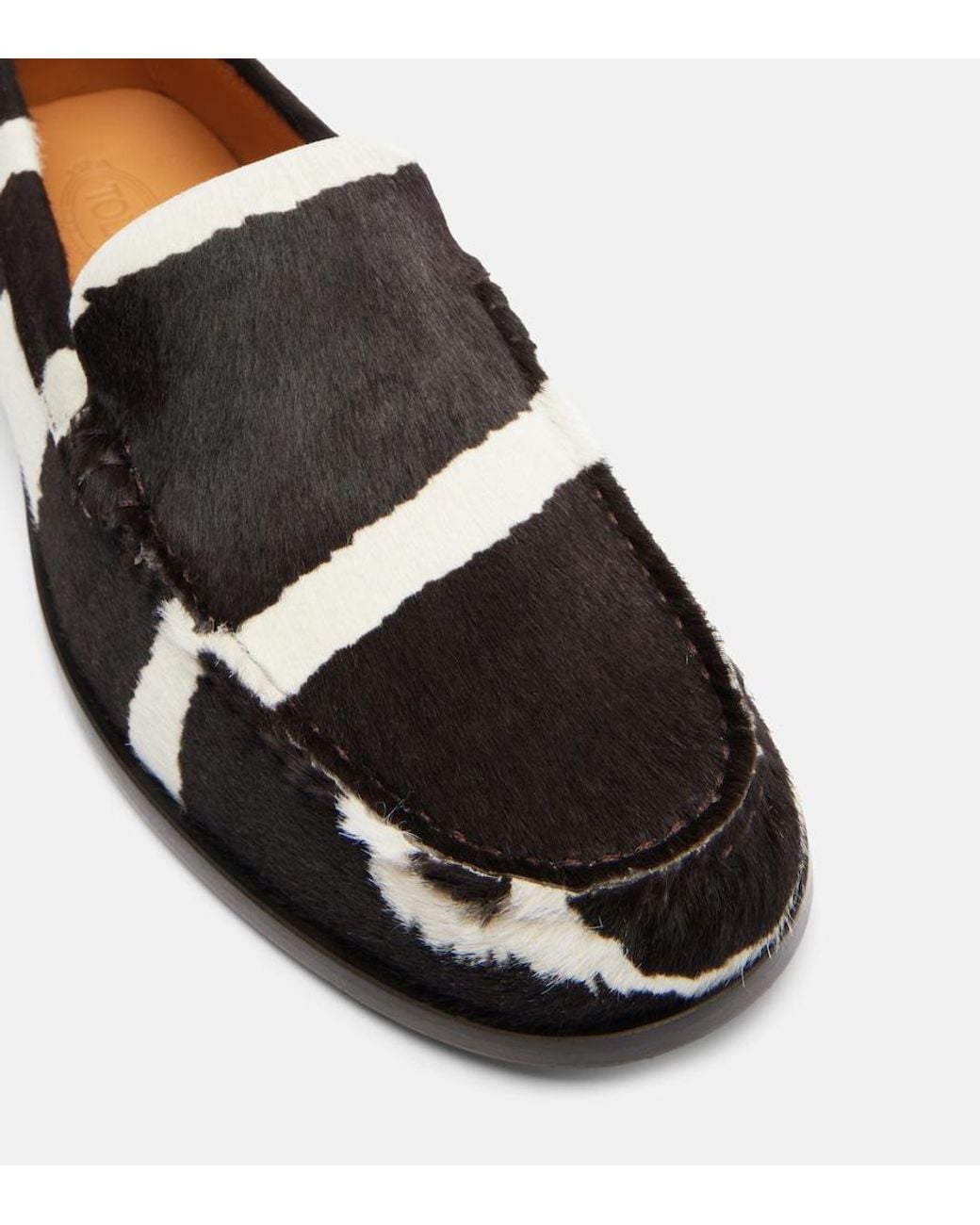 Tod's Black Printed Calf Hair Loafers