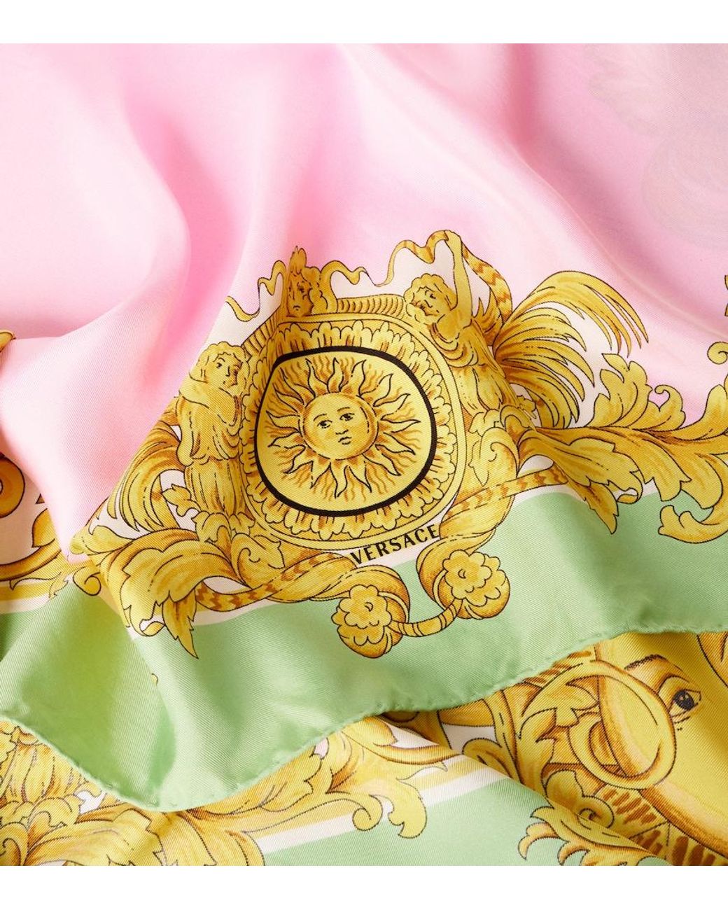 Versace Yellow Printed Silk Twill Scarf