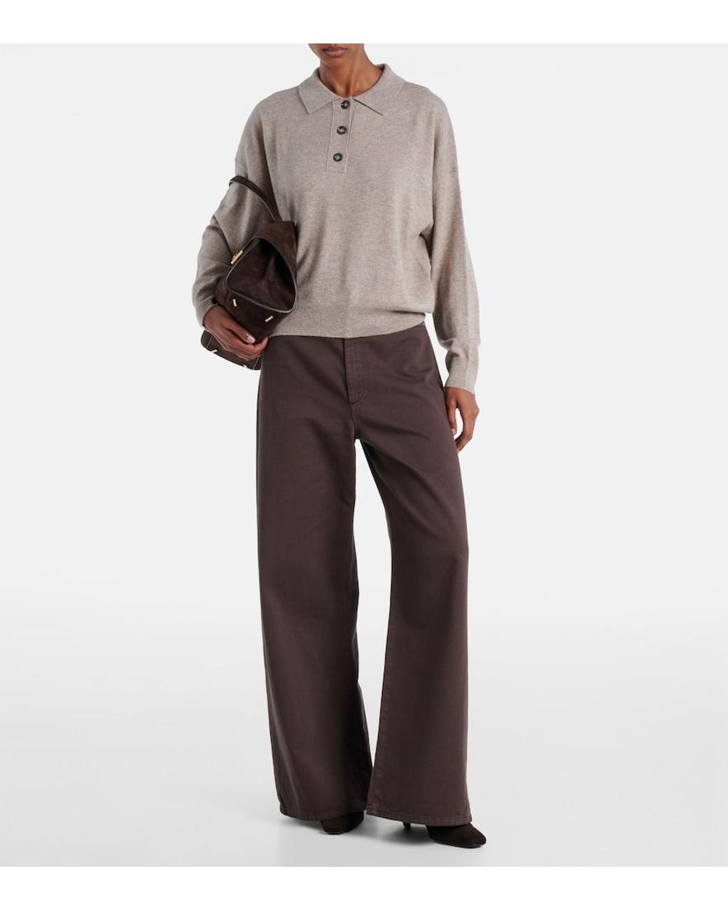 Jardin Des Orangers Natural Wool And Cashmere Polo Sweater