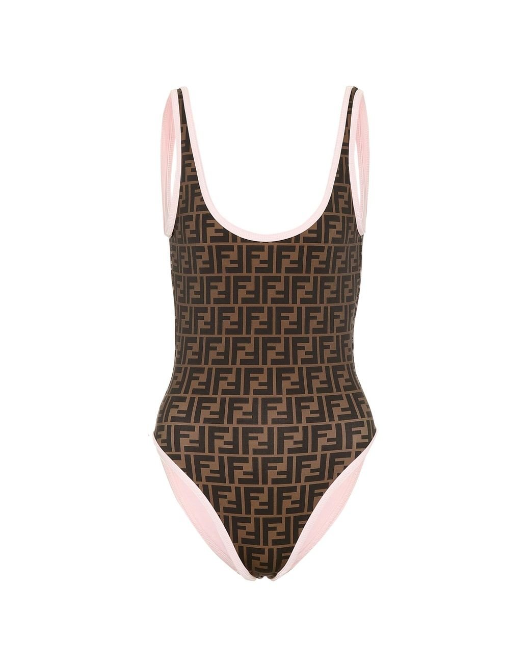 Fendi Ff Reversible Logo One-piece Swimsuit in Brown | Lyst
