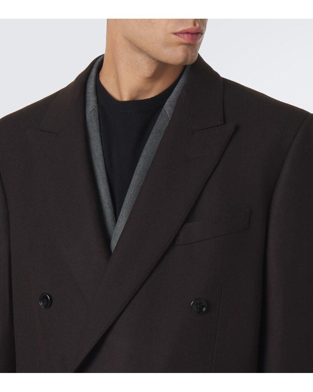 Tom Ford Black Double-Breasted Wool Coat for men