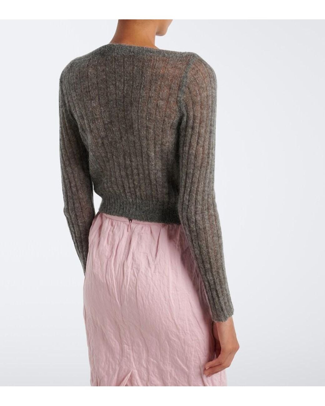 ShuShu/Tong Gray Embellished Wool And Mohair-Blend Cardigan