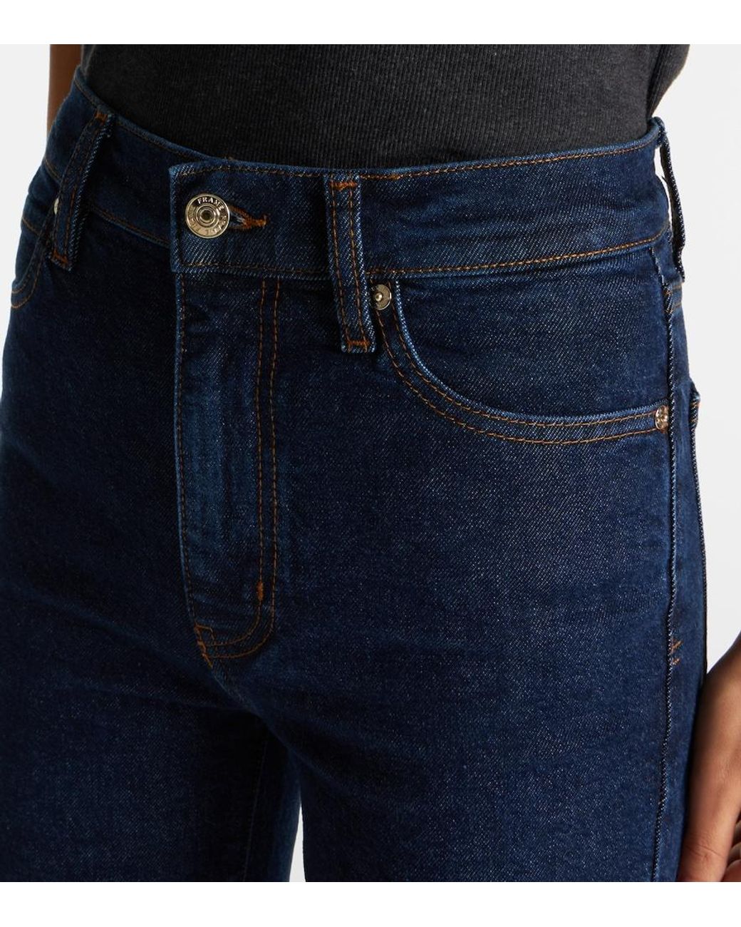 FRAME Blue Arrow High-Rise Bootcut Jeans