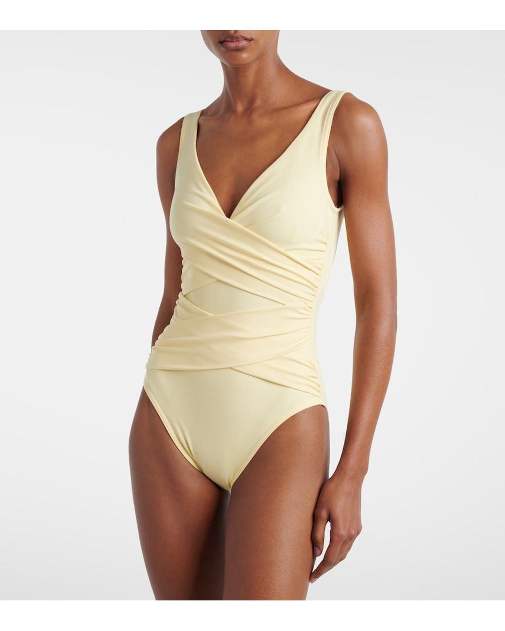 Karla Colletto Yellow Draped Swimsuit