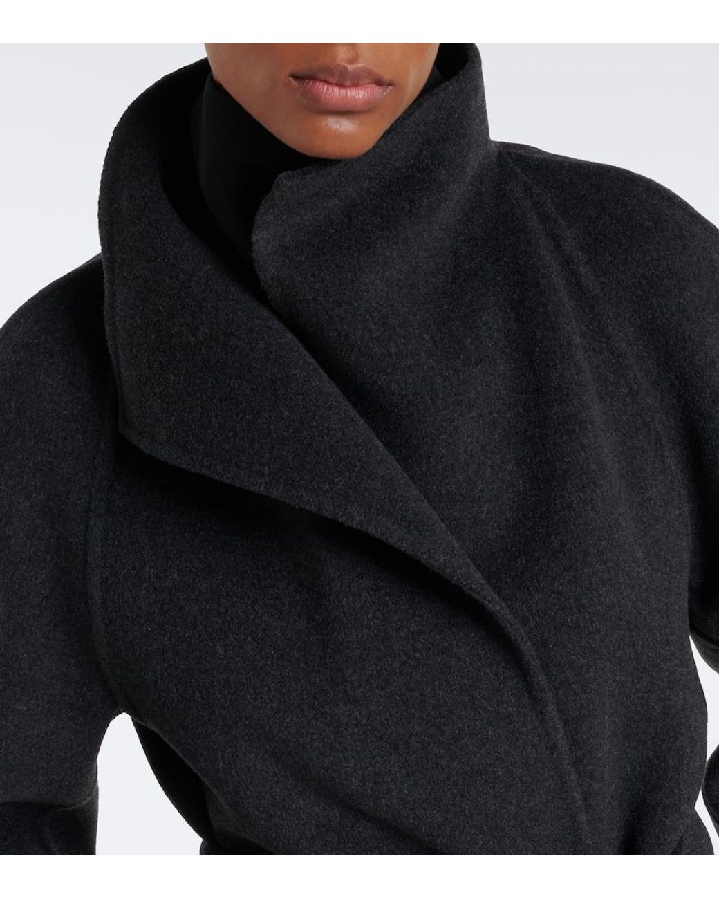 Khaite Black Romare Wool Wrap Coat