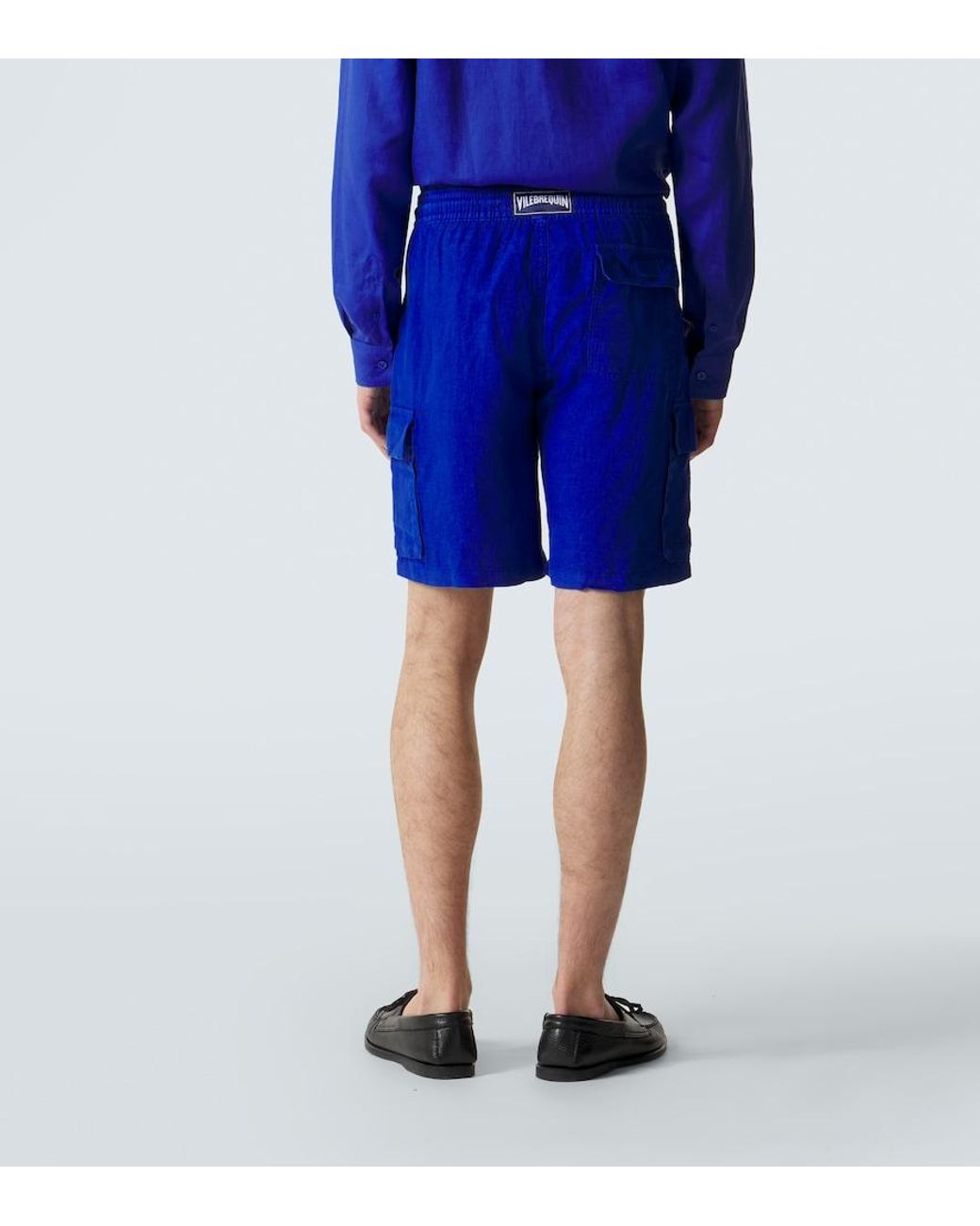 Vilebrequin Blue Linen Bermuda Shorts for men