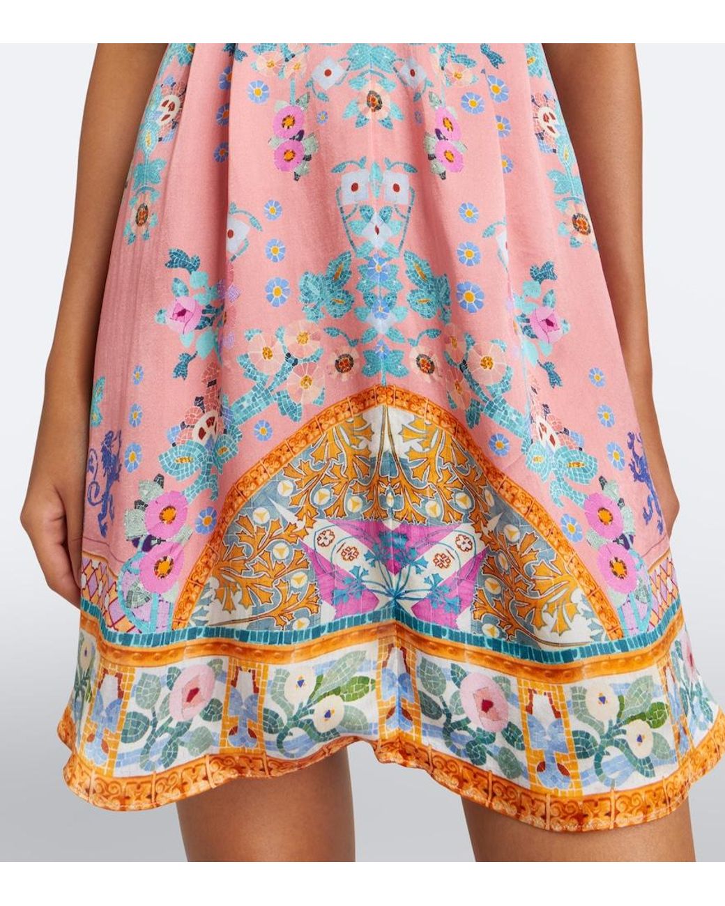 Camilla Pink Floral Embellished Silk Minidress