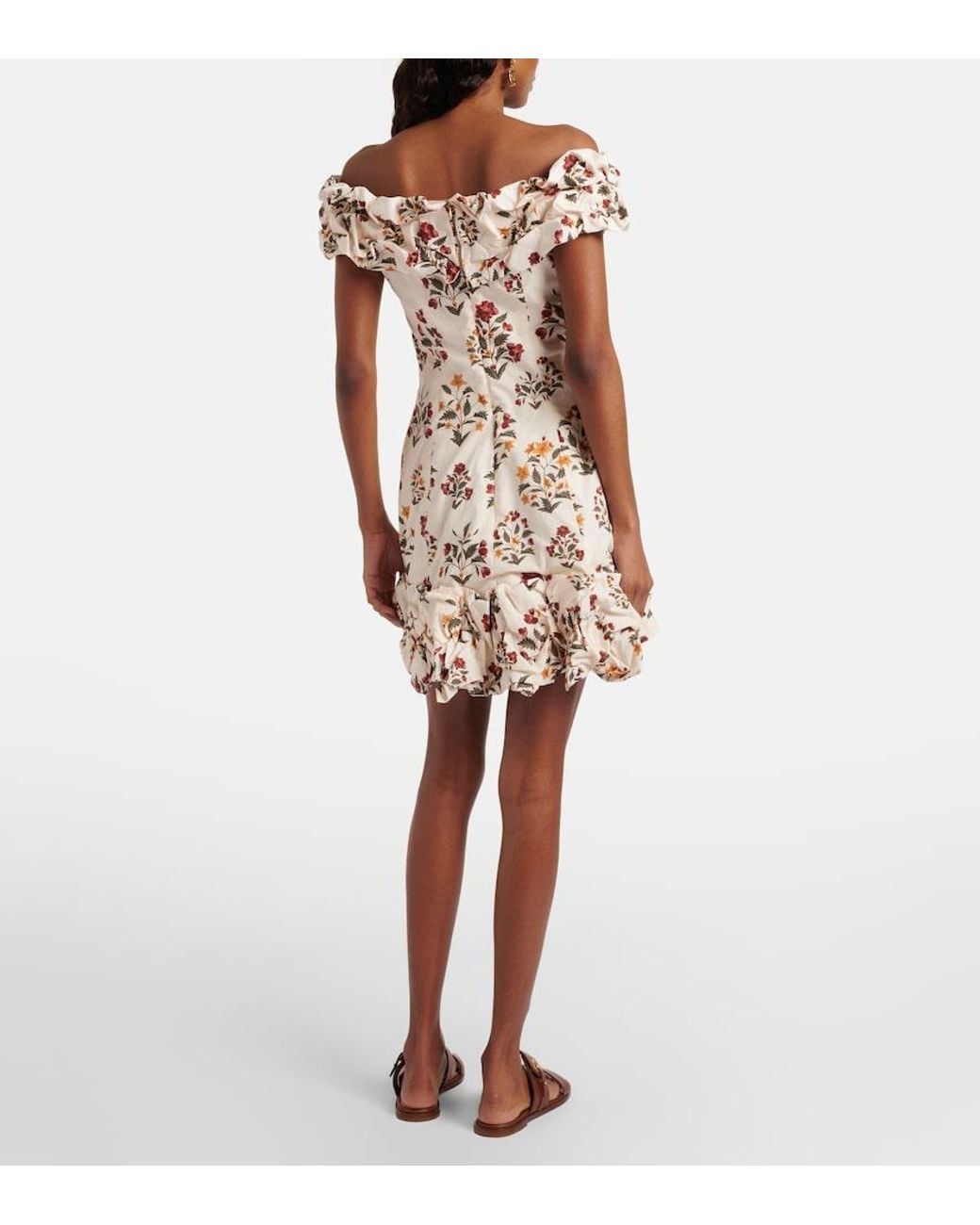 Agua Bendita Natural Floral Ruffled Cotton Minidress
