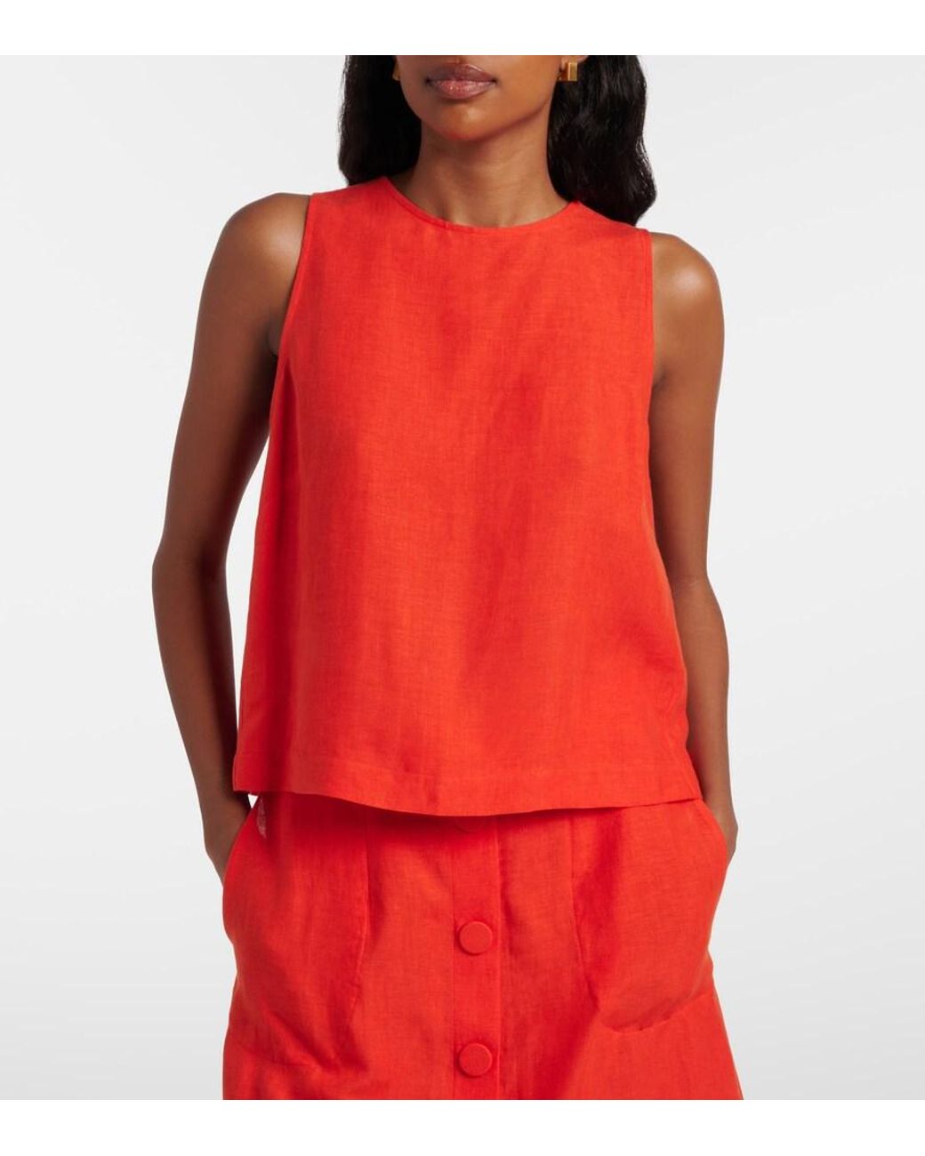 Eres Red Ravie Linen Top