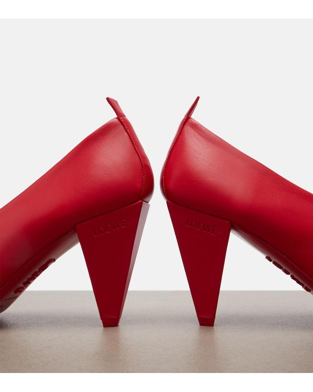 Loewe Red Origami Cubic Leather Pumps