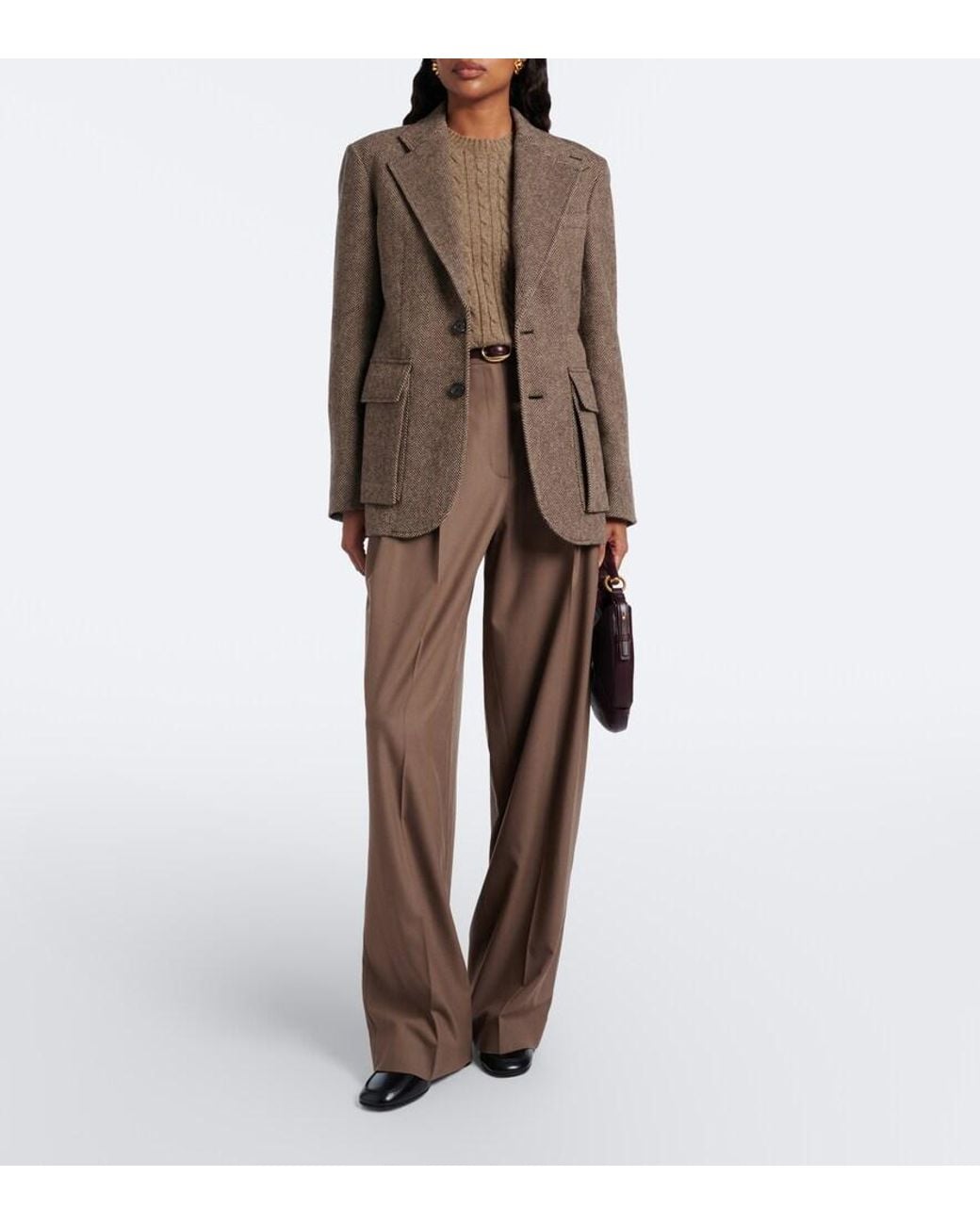 Ralph Lauren Brown Preston Ii Wool-Blend Tweed Blazer
