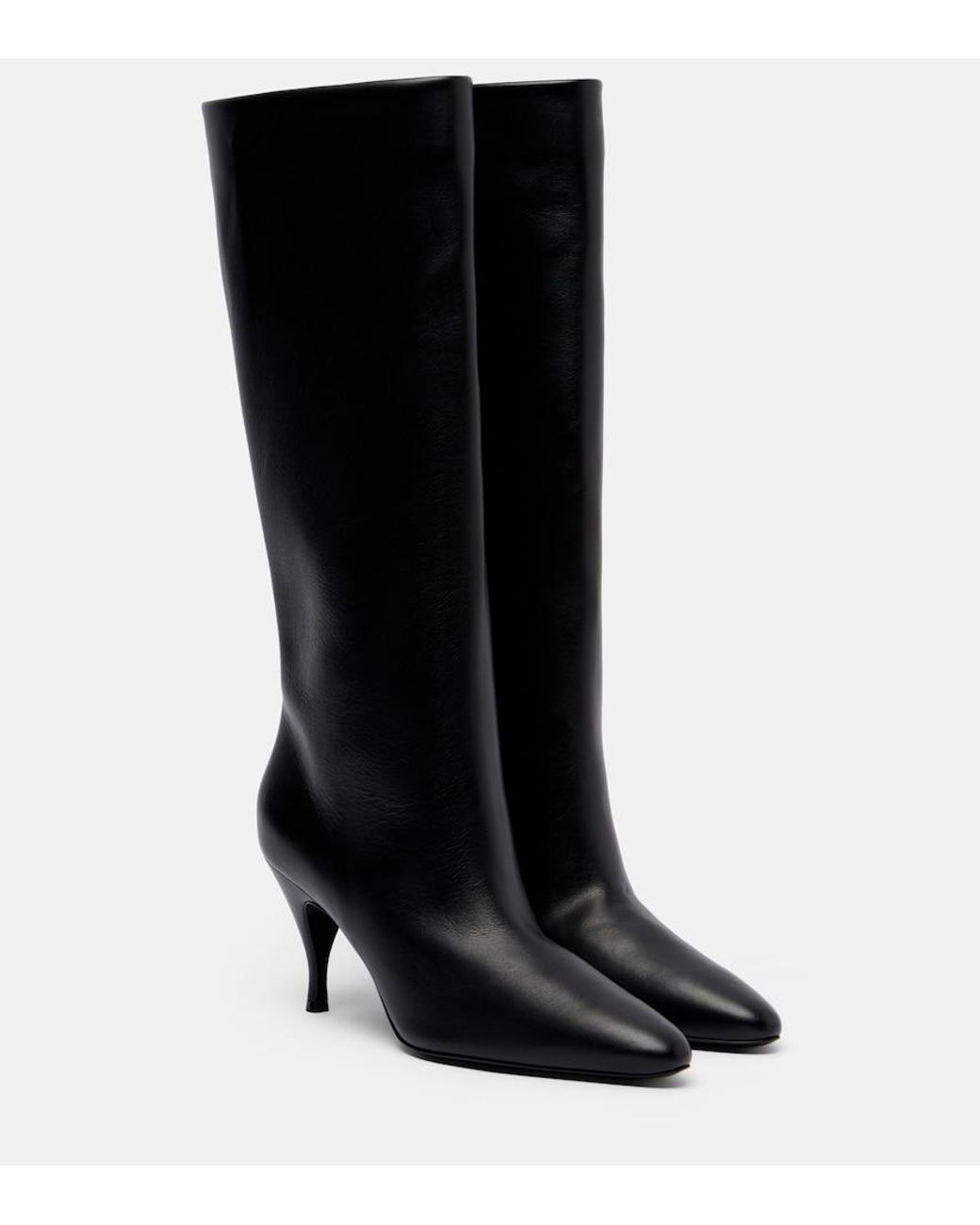 Herbert Levine Black Silhouette Leather Knee-High Boots
