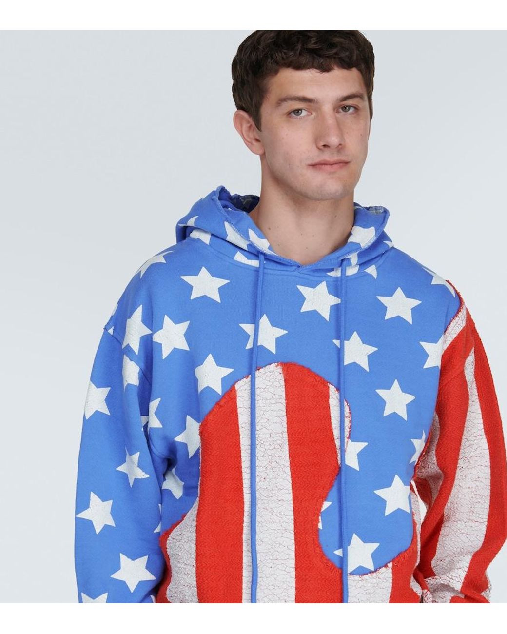 ERL Blue Stars And Stripes Cotton Hoodie for men
