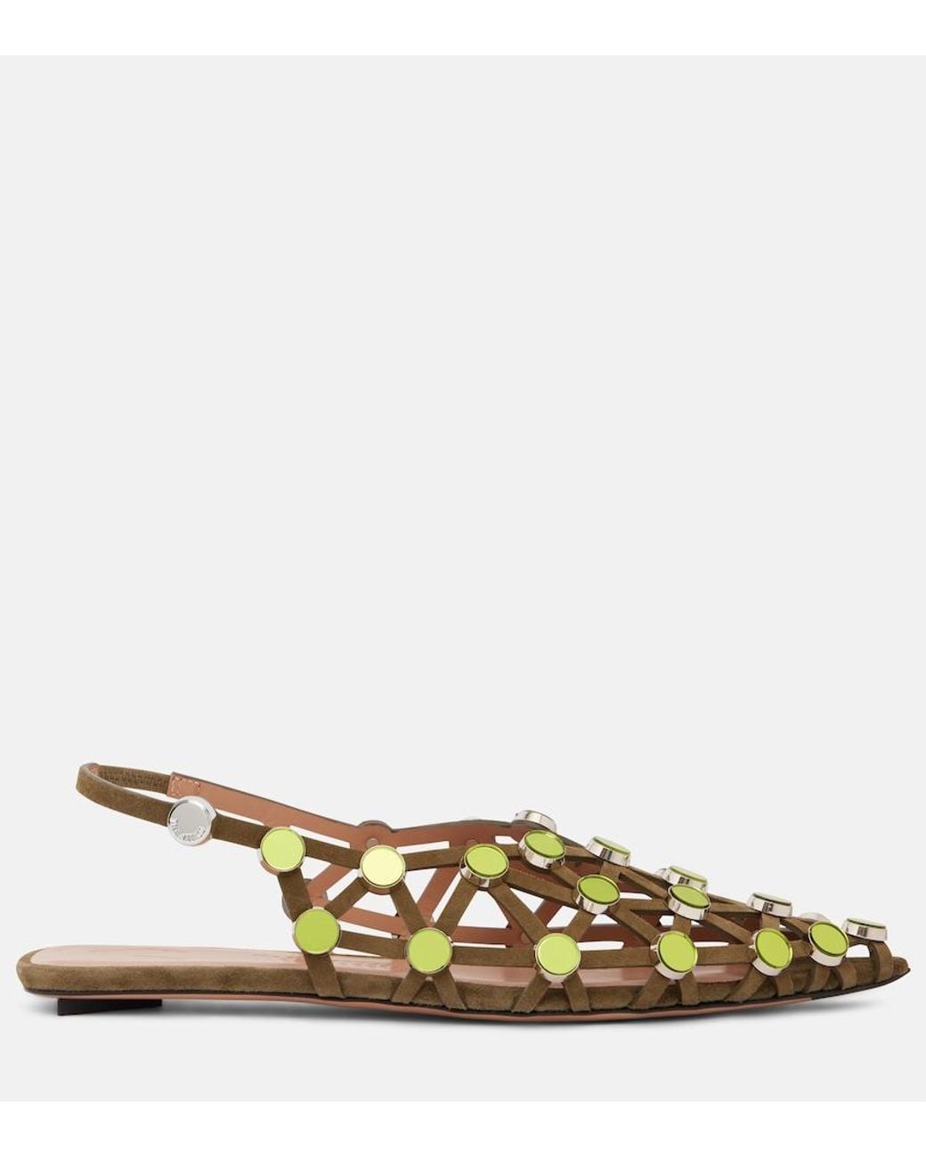 The Attico Brown Grid Embellished Ballet Flats
