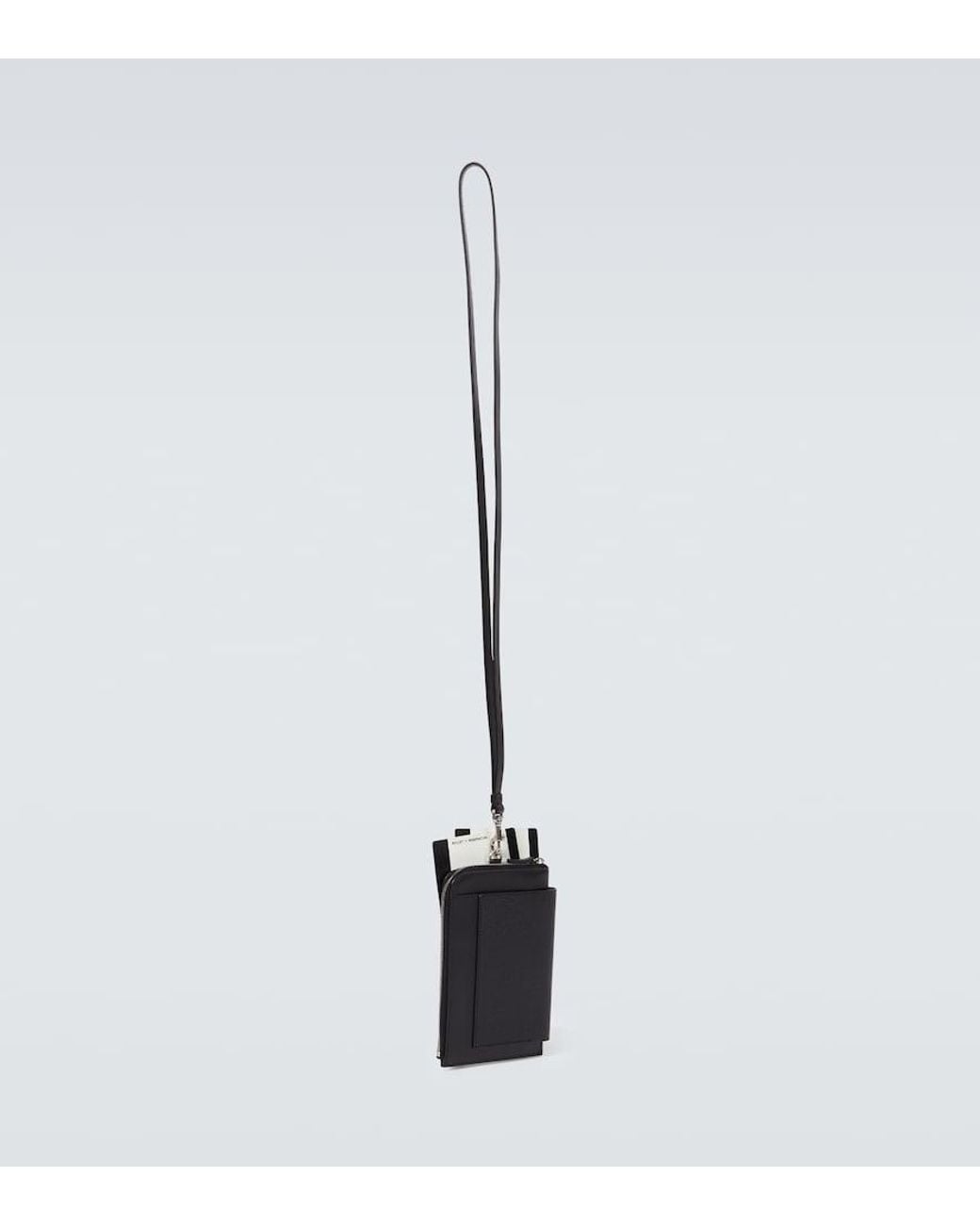 Balenciaga Black Leather-Trimmed Phone And Passport Holder for men