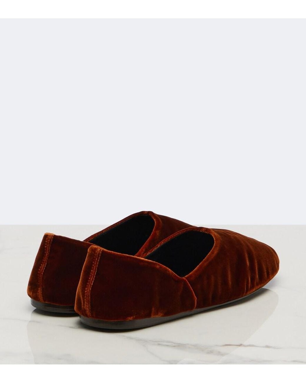 Khaite Brown Jane Velvet Ballet Flats
