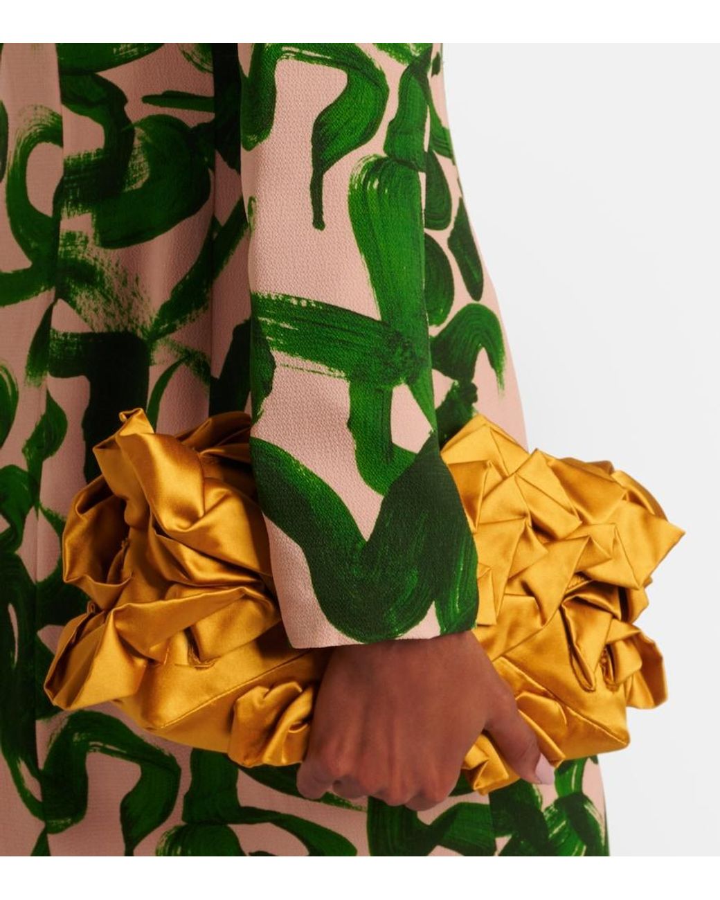 Dries Van Noten Green Printed Midi Dress