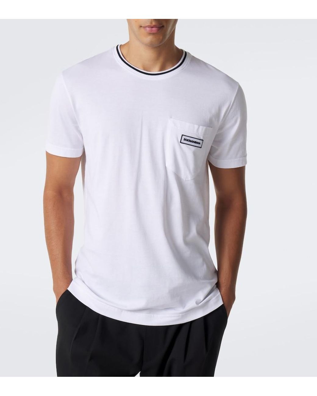 Dolce & Gabbana White Logo Cotton Jersey T-Shirt for men
