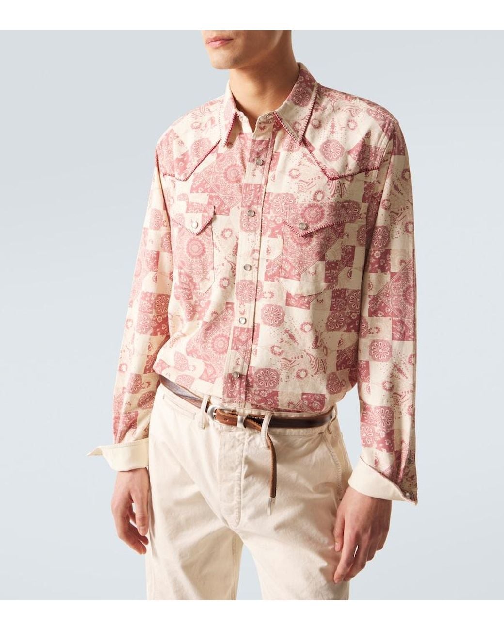 RRL Pink Printed Cotton Shirt for men