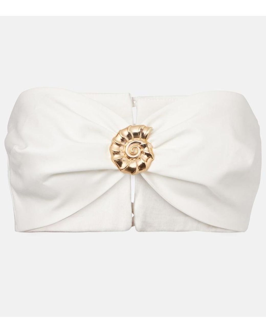 Adriana Degreas Natural Embellished Cotton-Blend Bandeau Top