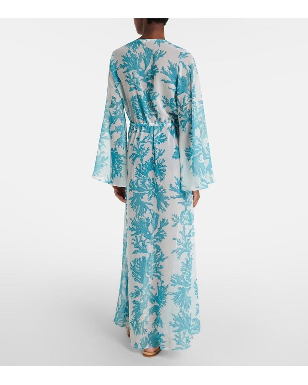 Alexandra Miro Blue Chloe Floral Georgette Kaftan