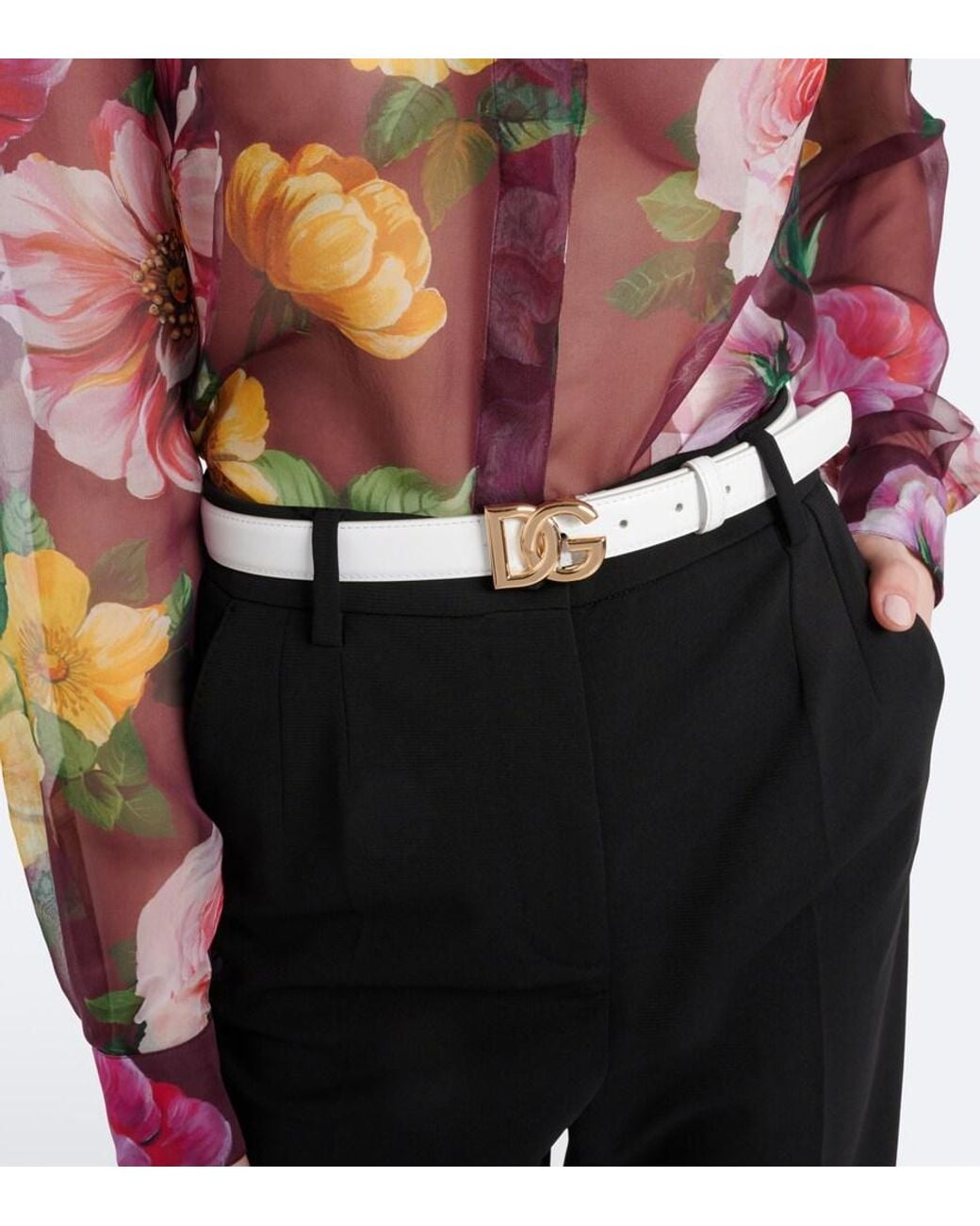Dolce & Gabbana White Dg Leather Belt