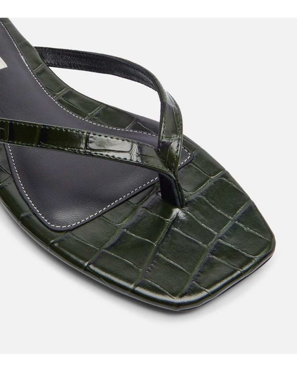 Totême  Gray Croc-Effect Leather Thong Sandals