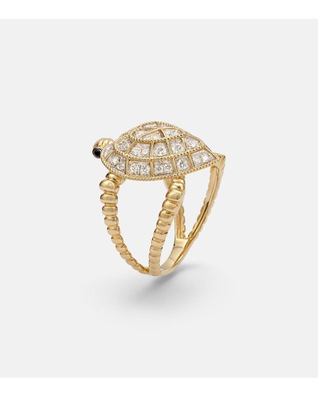 Yvonne Léon White Tortue Coeur 9Kt Ring With Diamonds