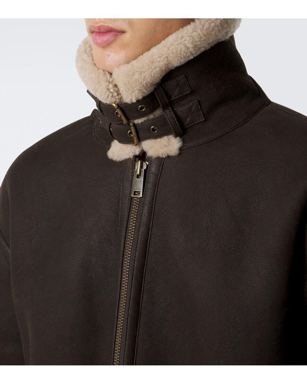 Arma Black Sano Shearling-Lined Leather Jacket for men
