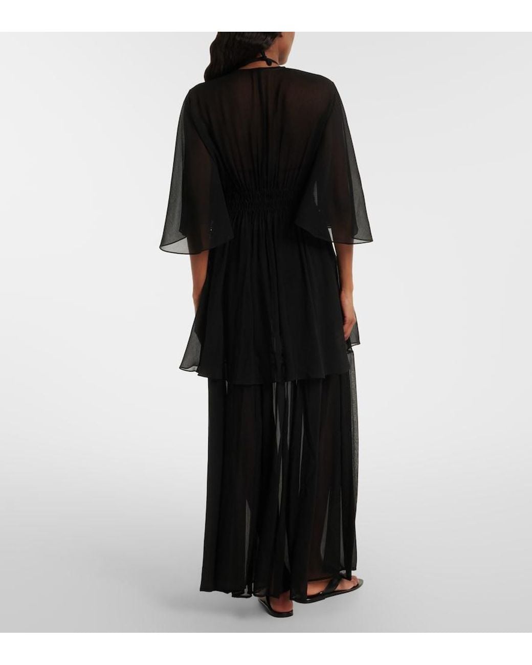 Eres Black Irresistible Silk Chiffon Maxi Skirt