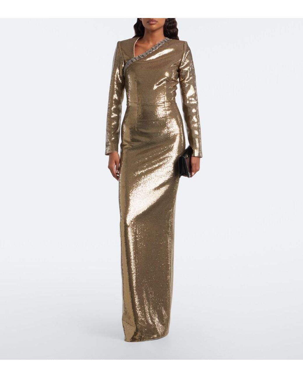 Roland Mouret Natural Embellished Sequined Gown