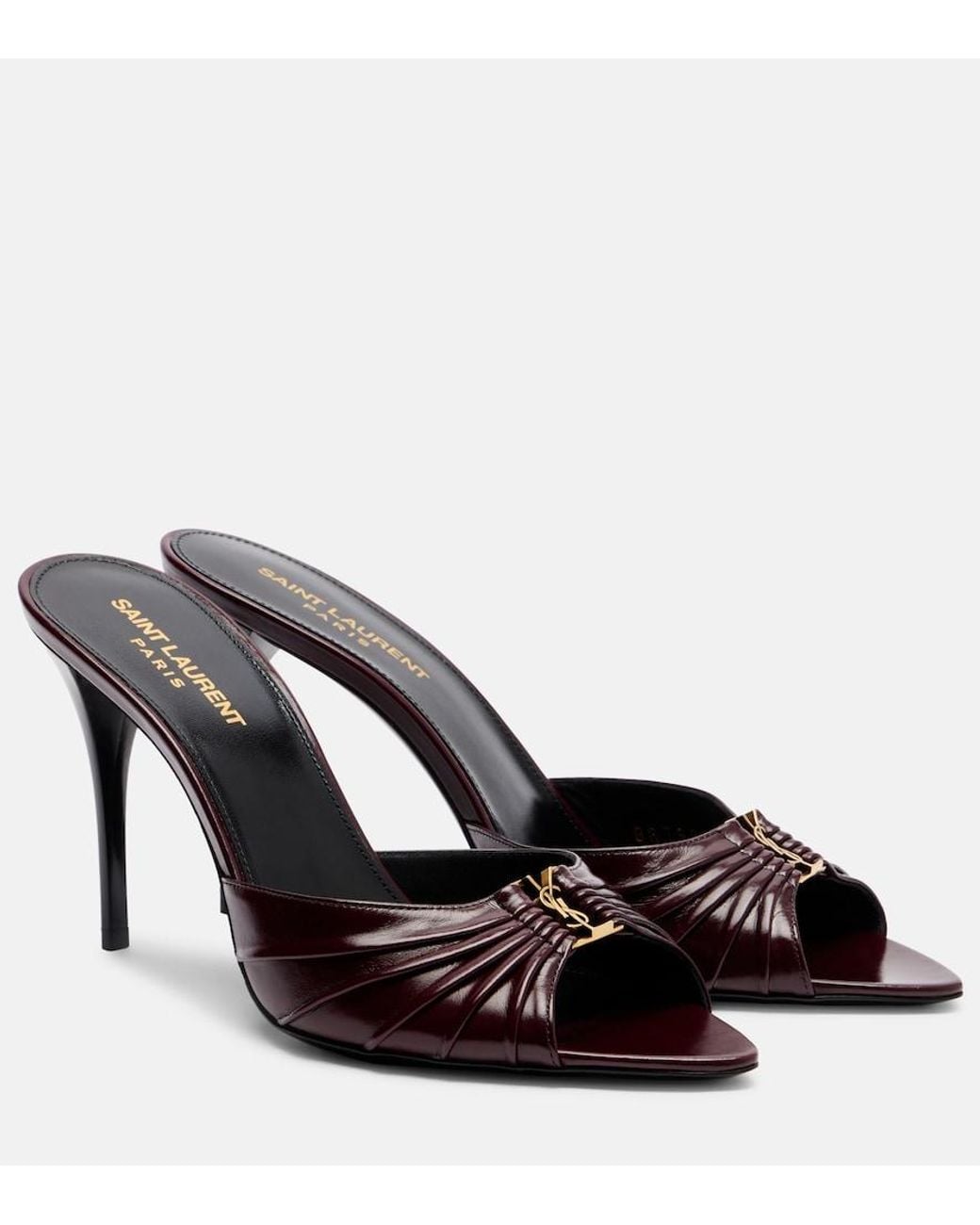 Saint Laurent Black Babylone Cassandre Leather Mules