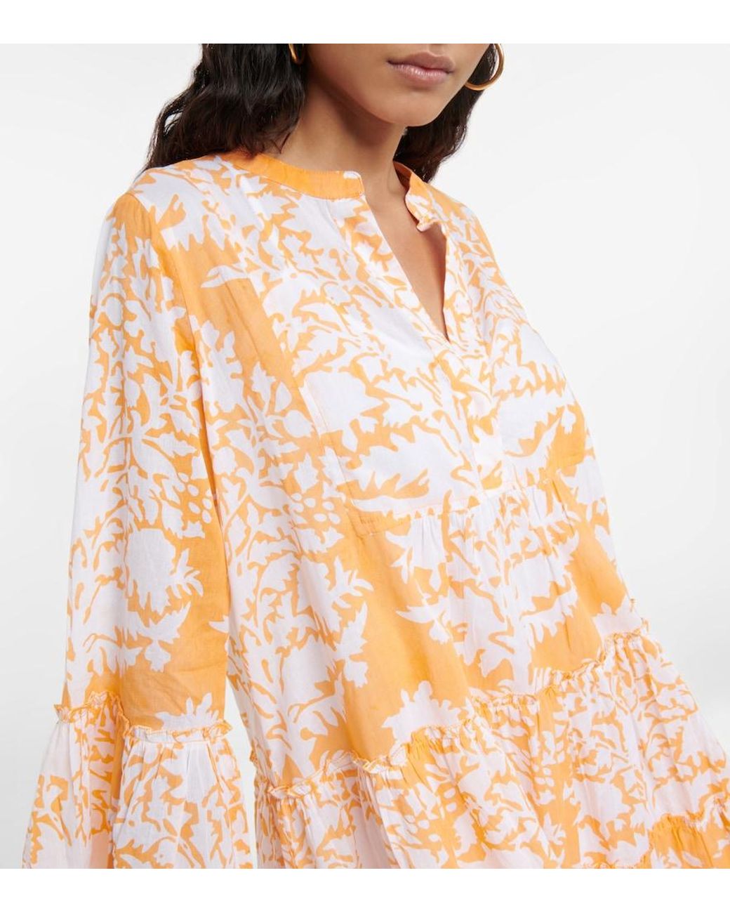 Juliet Dunn Orange Printed Cotton Minidress