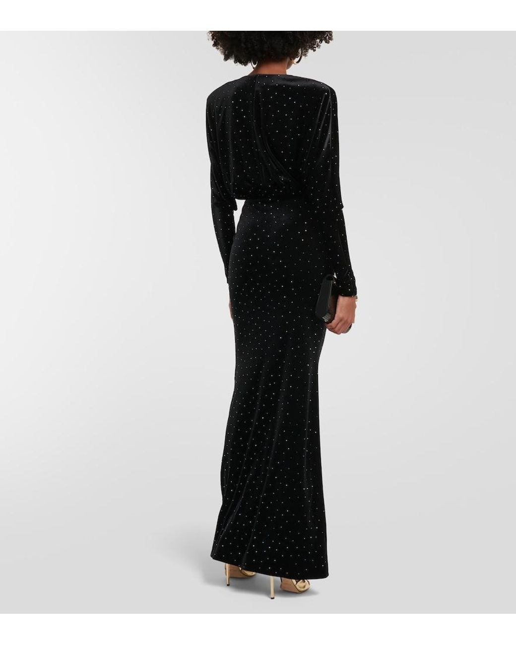 Alexandre Vauthier Black Crystal-Embellished Gown