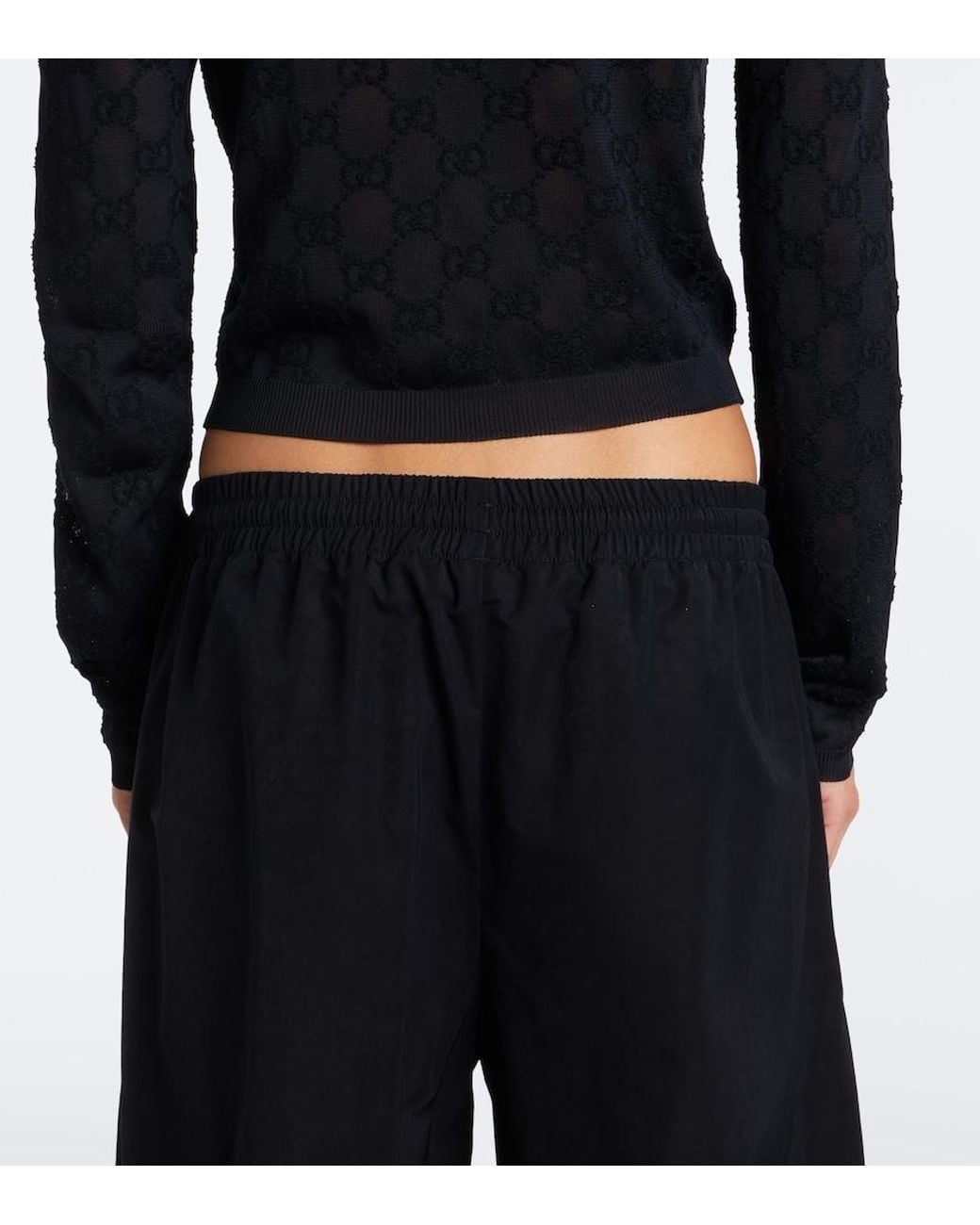Gucci Black Technical Twill Wide-Leg Pants