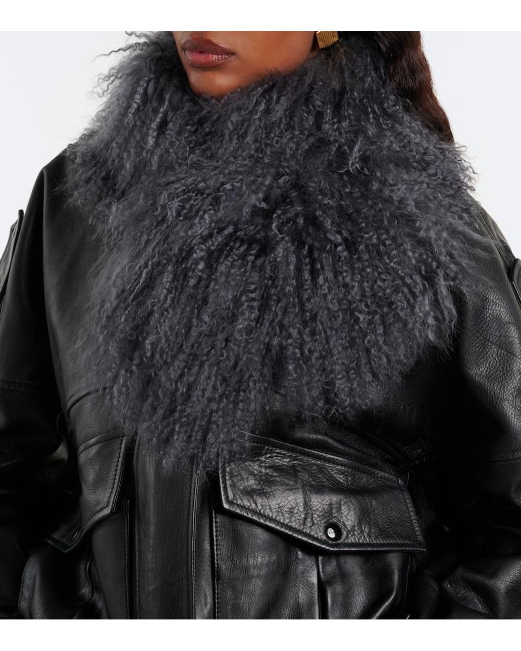 Yves Salomon Black Shearling Scarf