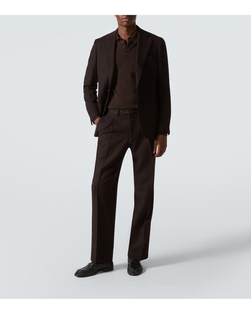Saman Amel Black Amo Wool Twill Straight-Leg Pants for men