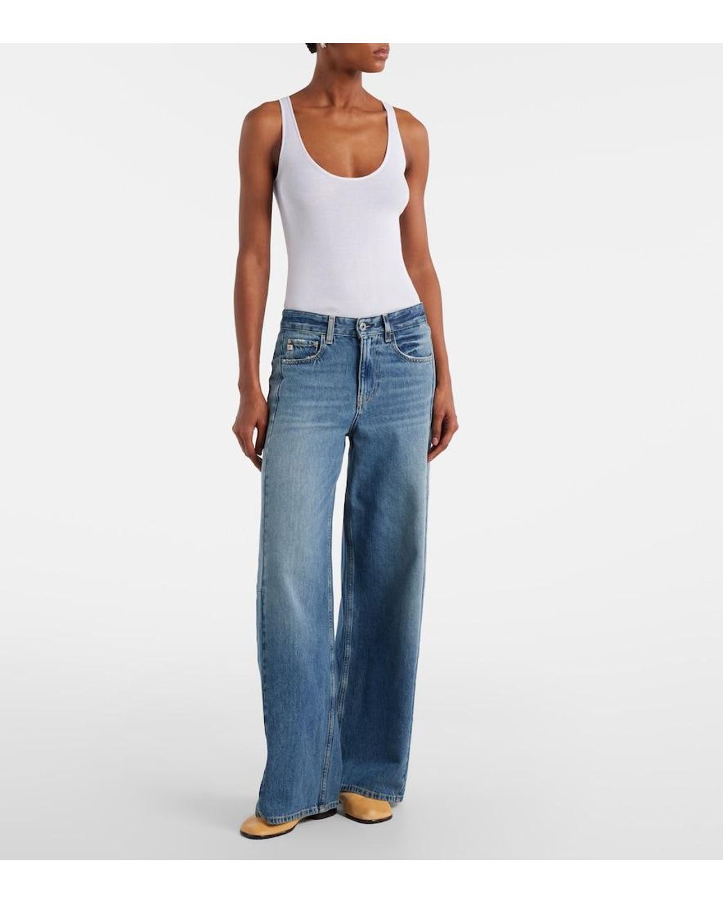 AG Jeans Blue Jesolo Wide-Leg Jeans