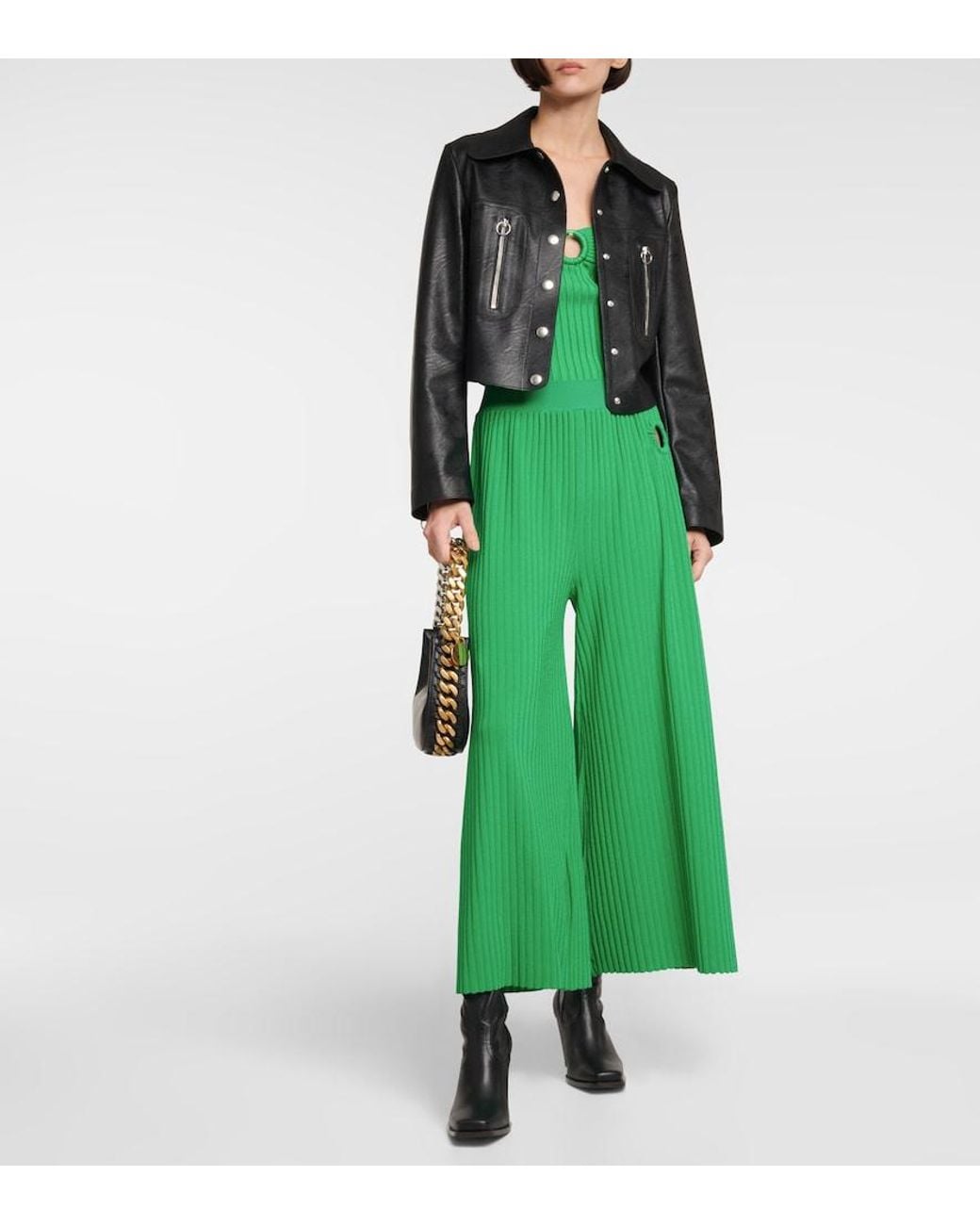 Stella McCartney Green Ribbed-Knit Top
