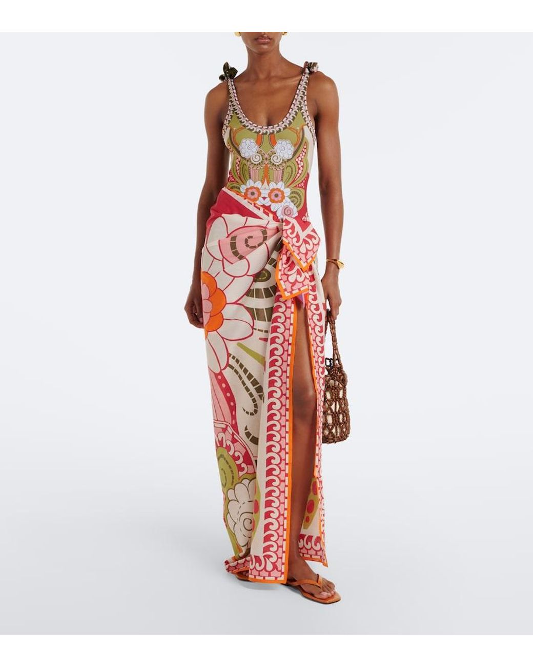 LaDoubleJ Red Printed Cotton Beach Cover-Up
